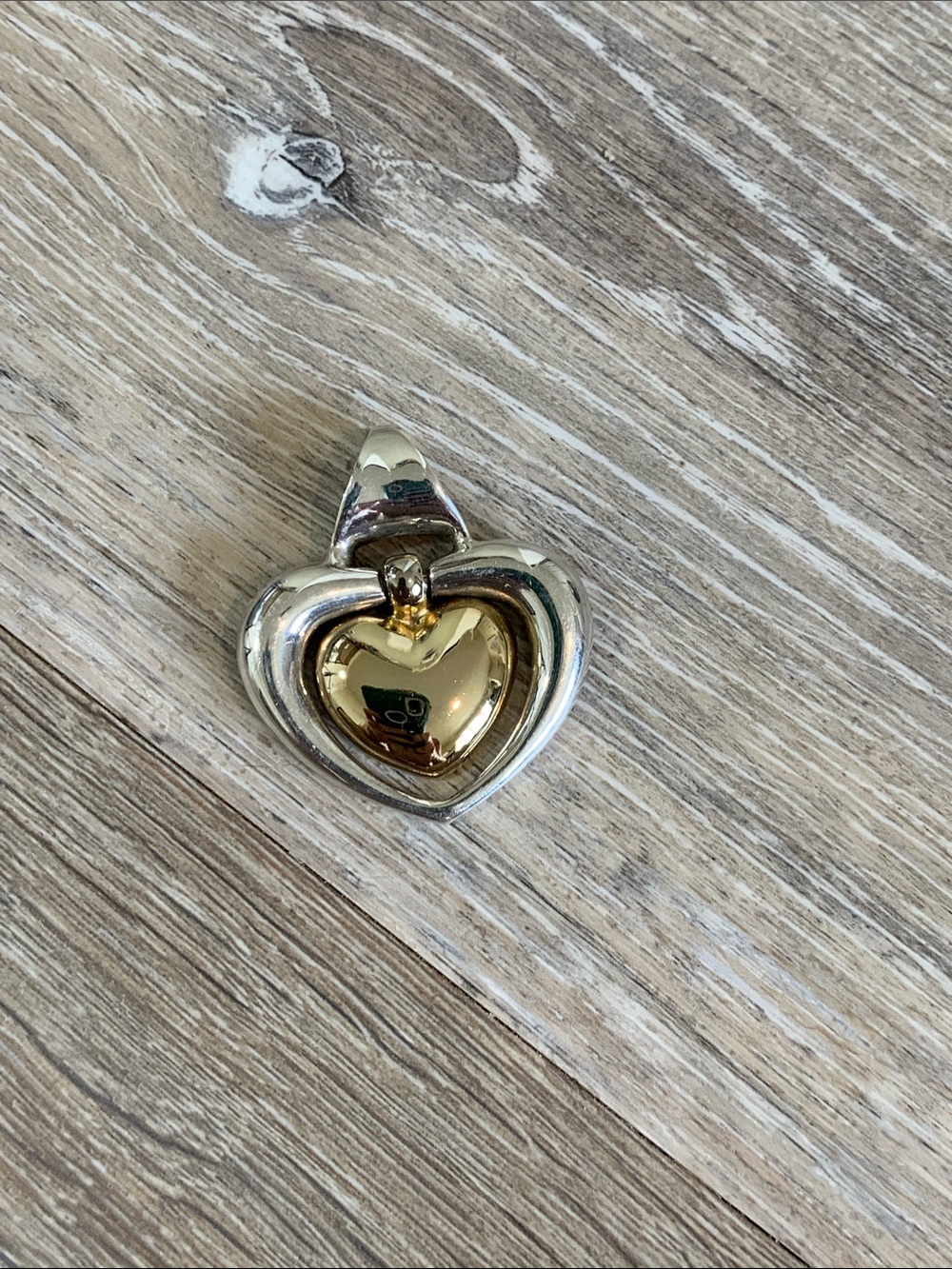 Heart Pendant in Two-Tone Silver and Gold